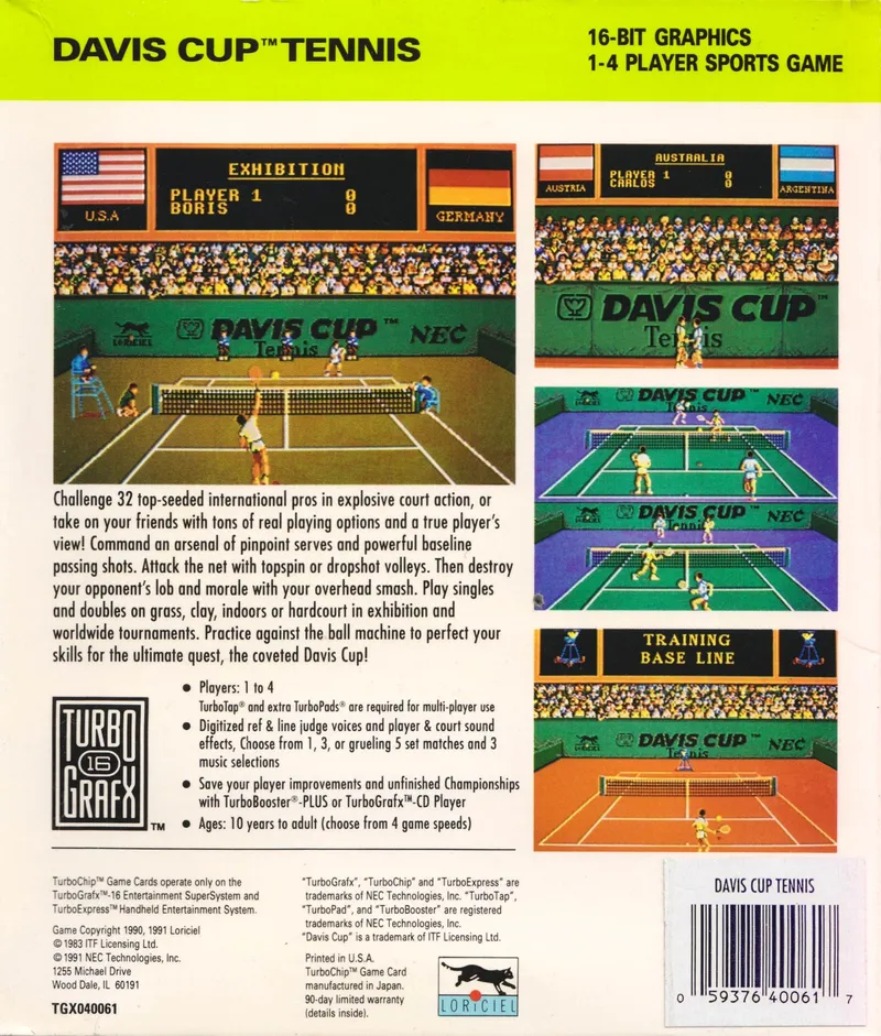 Davis Cup Tennis box back