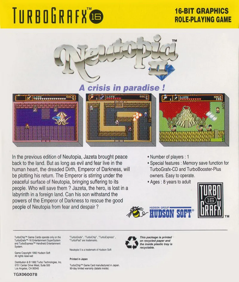 Neutopia II box back