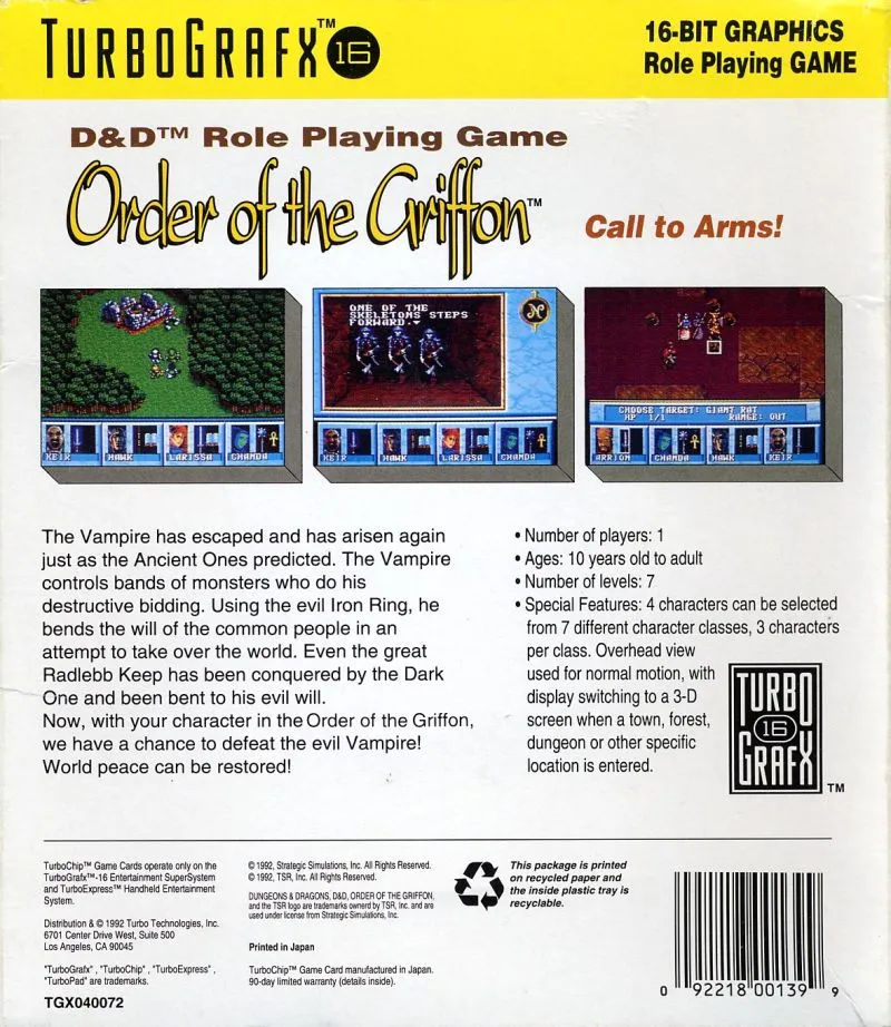 Dungeons & Dragons: Order of the Griffon box back