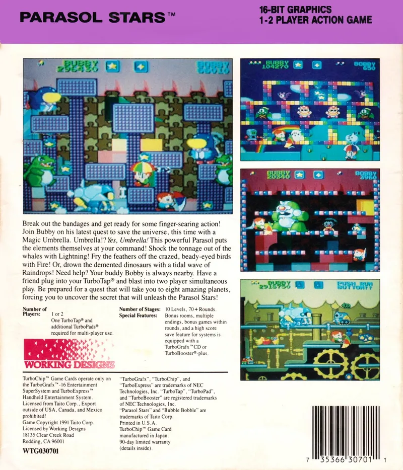 Parasol Stars: The Story of Bubble Bobble III box back