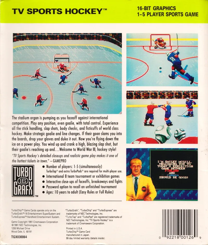 TV Sports Hockey box back