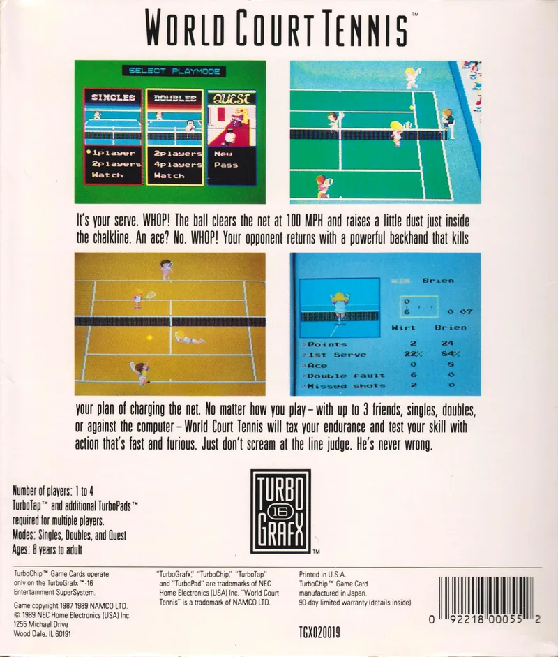 World Court Tennis box back