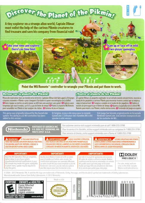 Pikmin 2 box back