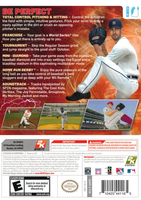 Major League Baseball 2K12 box back