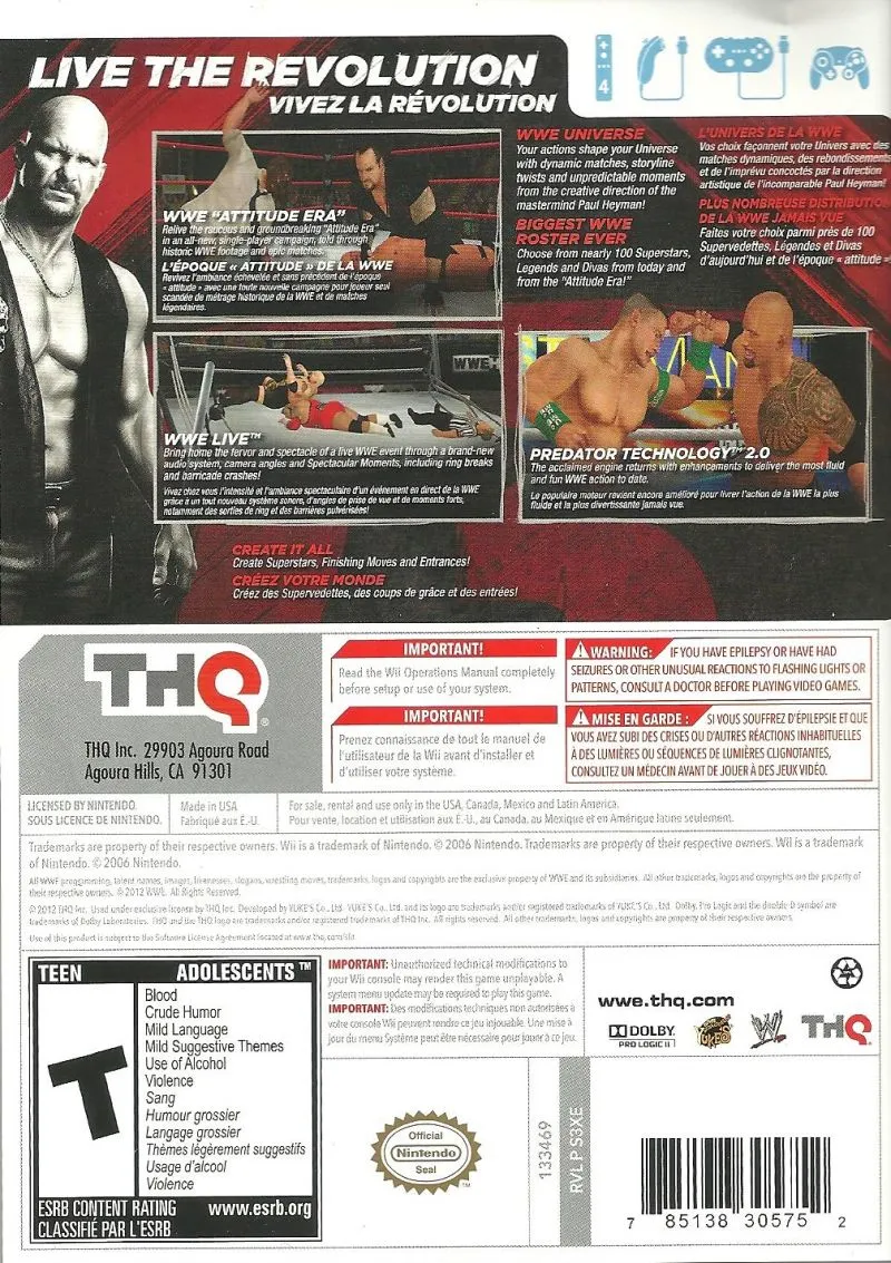 WWE '13 box back