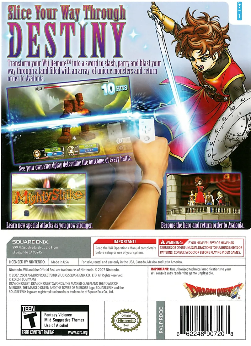 Dragon Quest Swords: The Masked Queen and the Tower of Mirrors box back