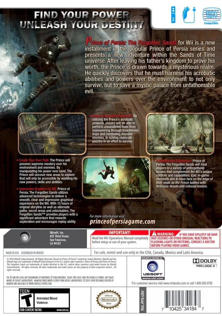 Prince of Persia: The Forgotten Sands box back