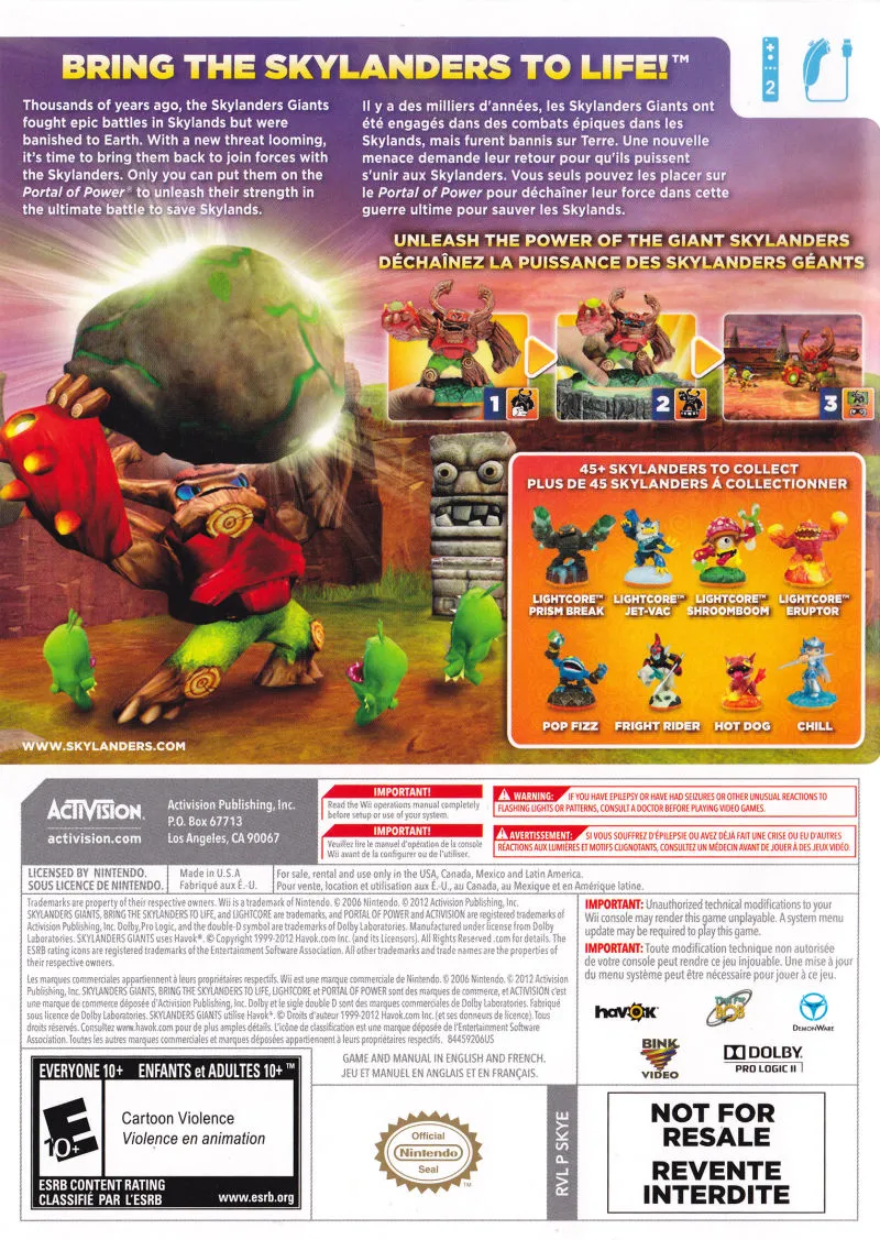 Skylanders: Giants box back