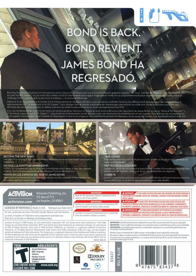 007: Quantum of Solace box back