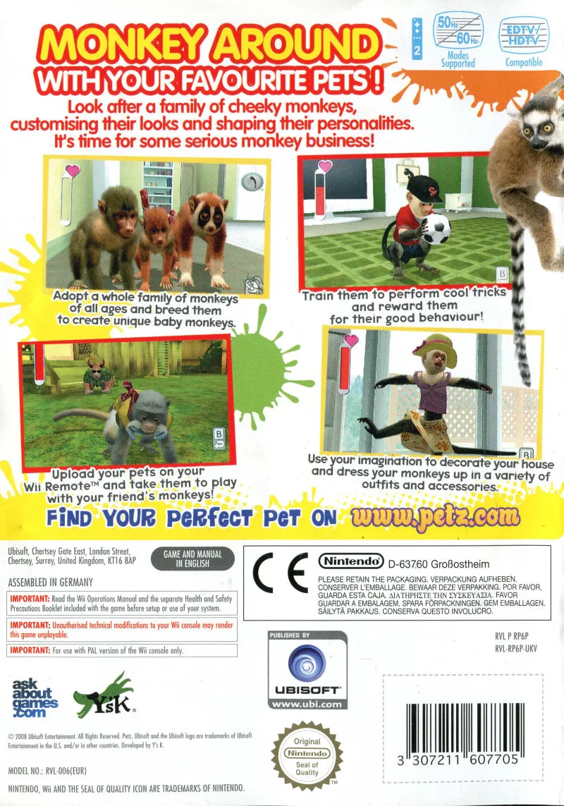 Petz: Crazy Monkeyz box back