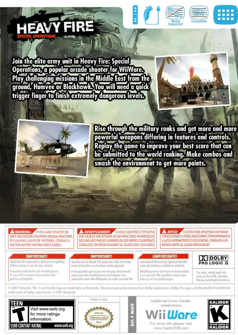Heavy Fire: Special Operations box back