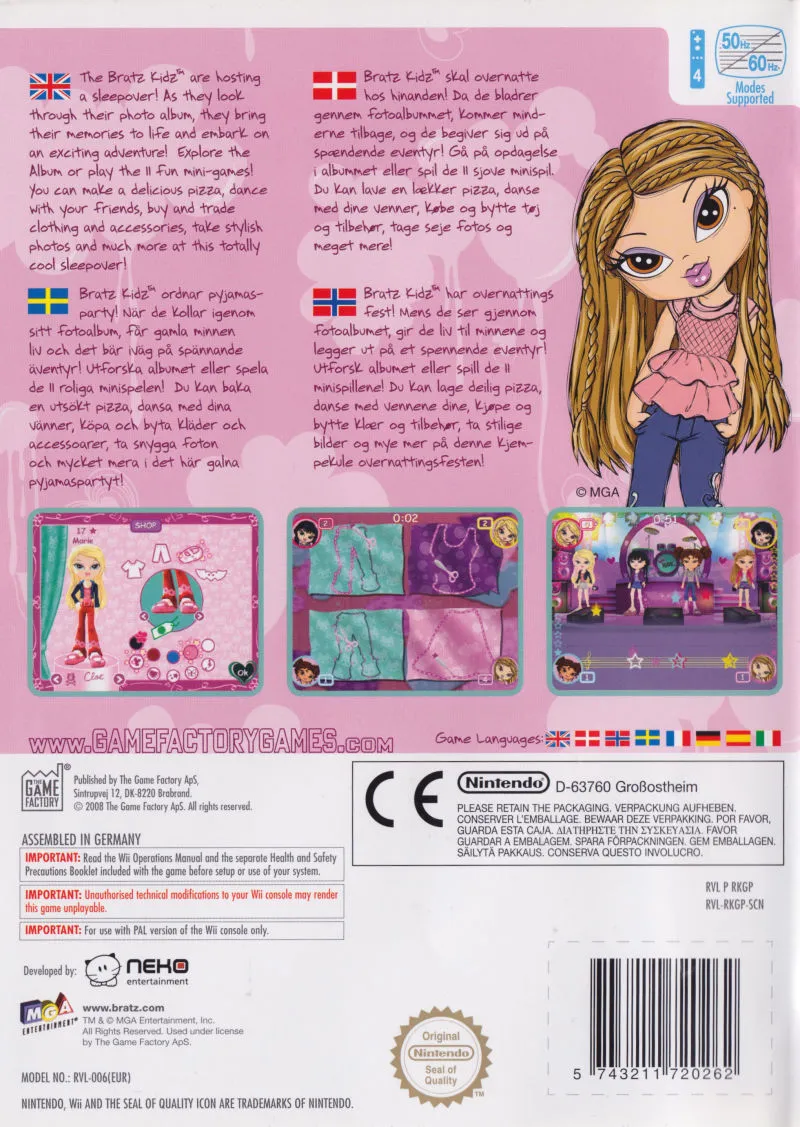 Bratz Kidz: Slumber Party box back