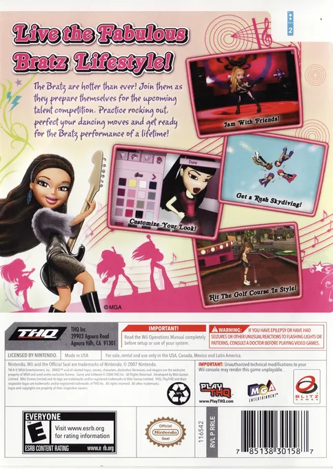 Bratz: Girlz Really Rock box back