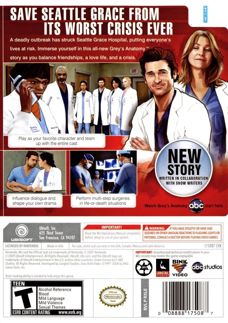 Grey's Anatomy: The Video Game box back