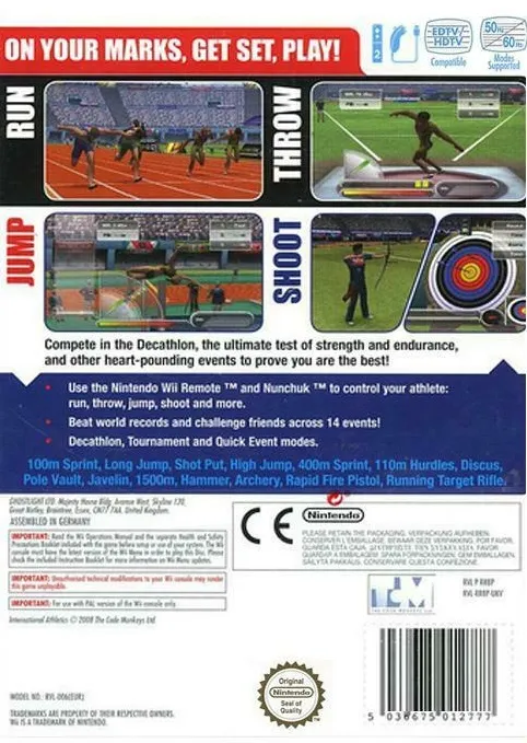 International Athletics box back