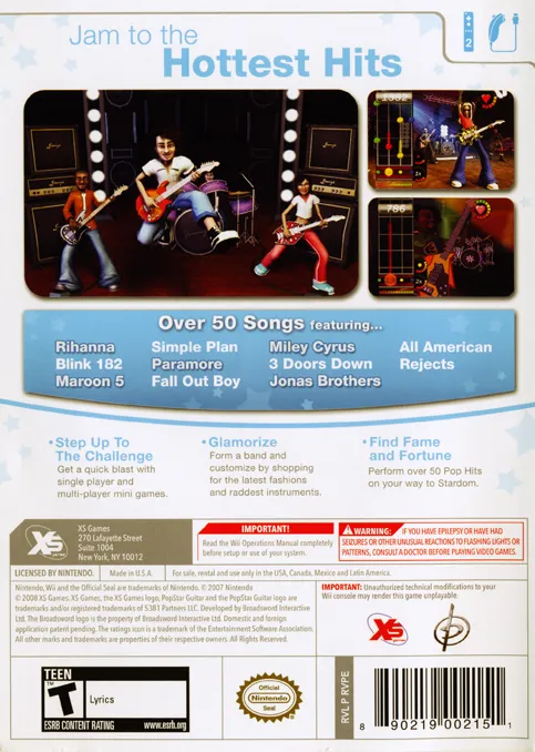 PopStar Guitar box back