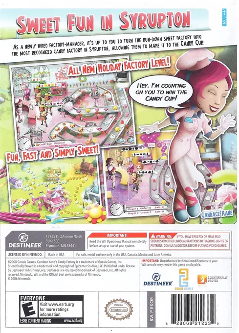 Candace Kane's Candy Factory box back
