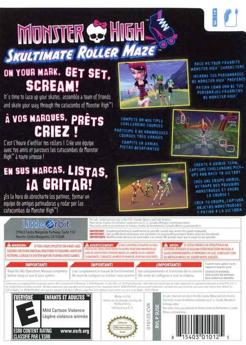 Monster High: Skultimate Roller Maze box back