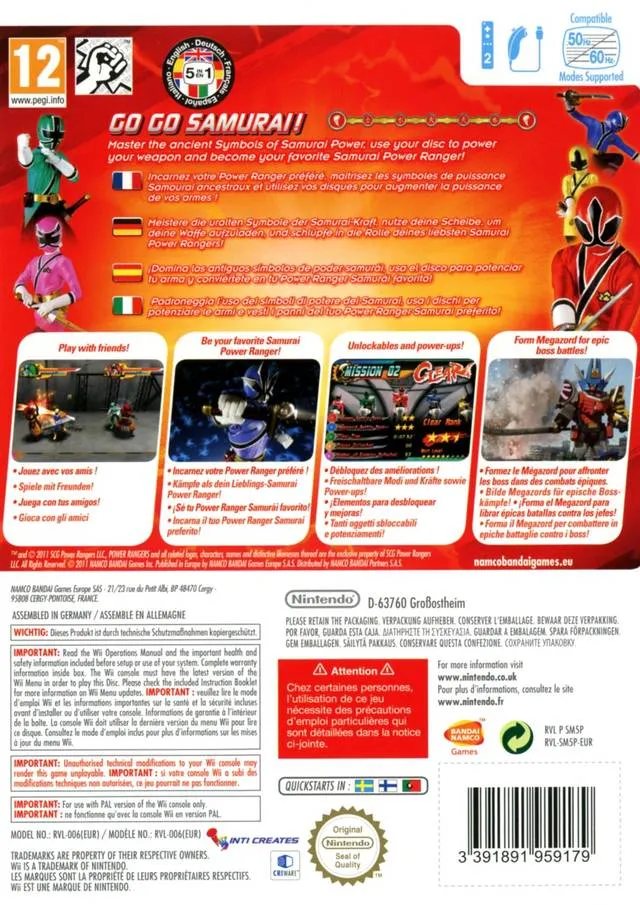 Power Rangers Samurai box back