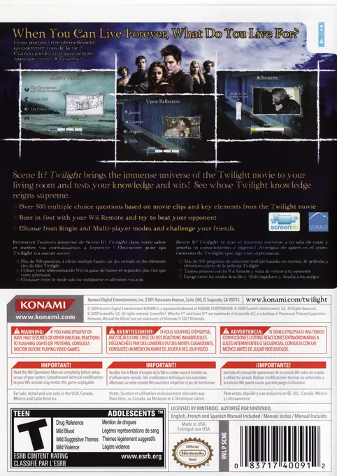 Scene It? Twilight box back