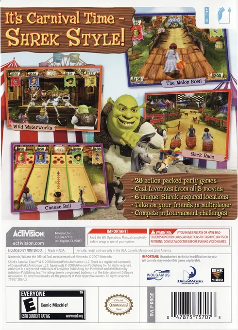 Shrek's Carnival Craze: Party Games box back