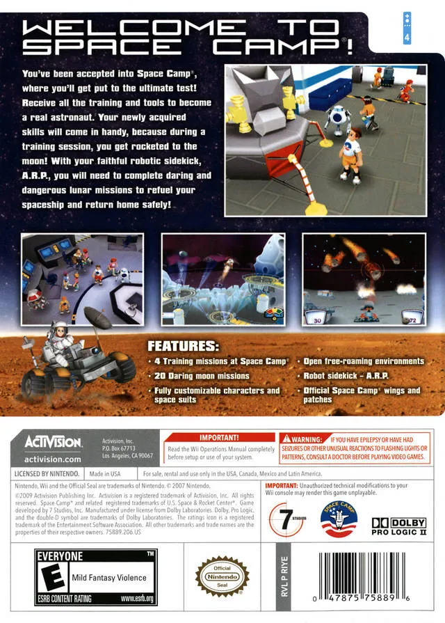 Space Camp box back