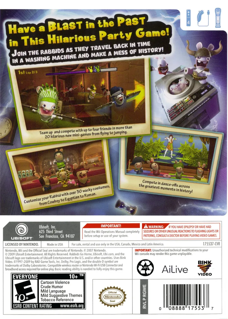 Raving Rabbids: Travel in Time box back