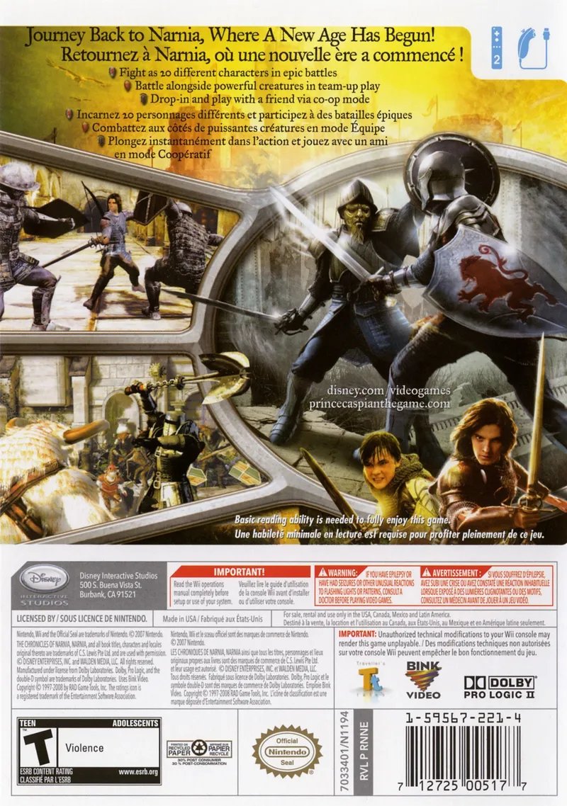 The Chronicles of Narnia: Prince Caspian box back
