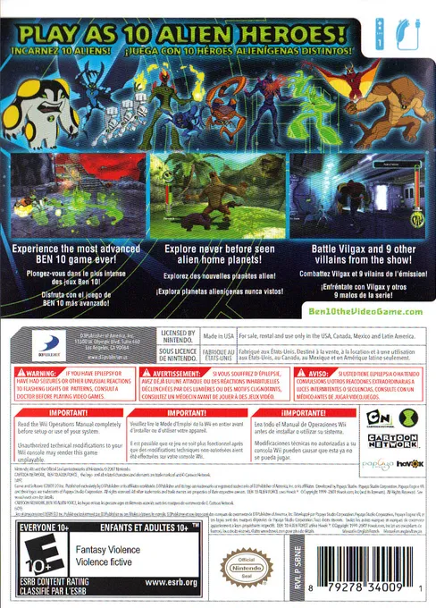 Ben 10: Alien Force: Vilgax Attacks box back