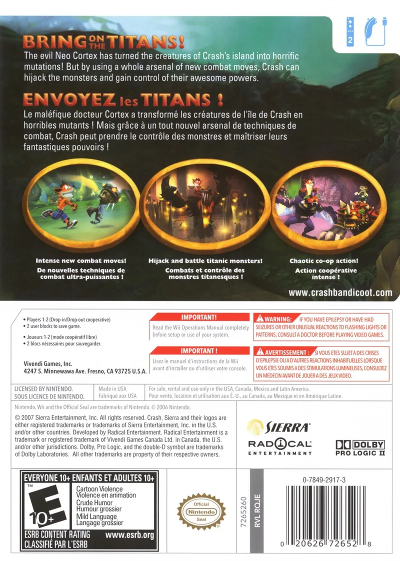 Crash of the Titans box back