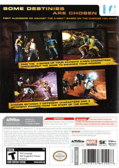 X-Men: Destiny box back
