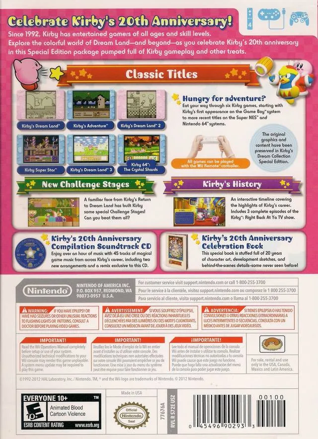 Kirby's Dream Collection: Special Edition box back