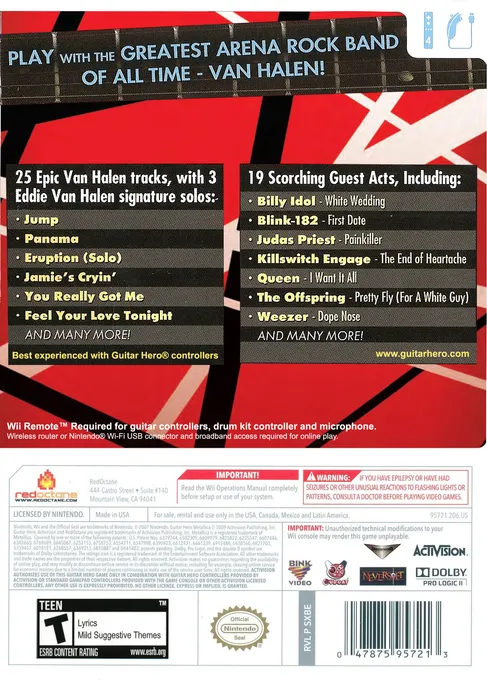 Guitar Hero: Van Halen box back