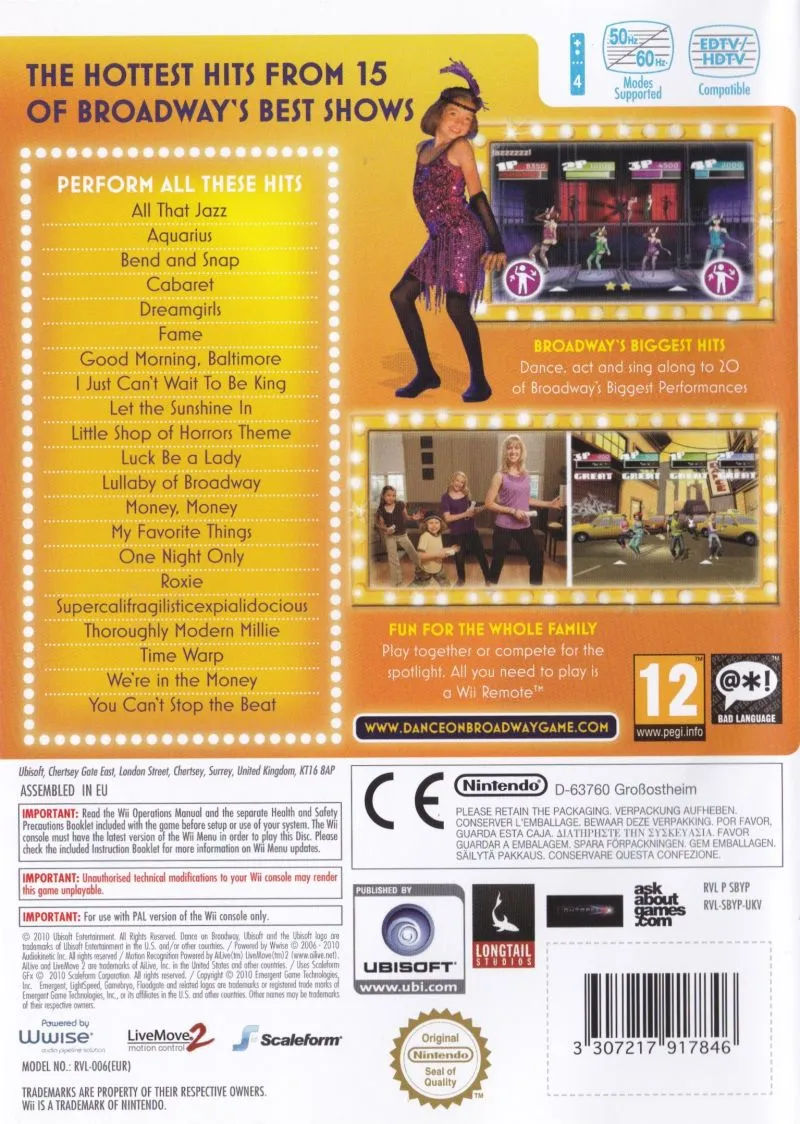 Dance on Broadway box back