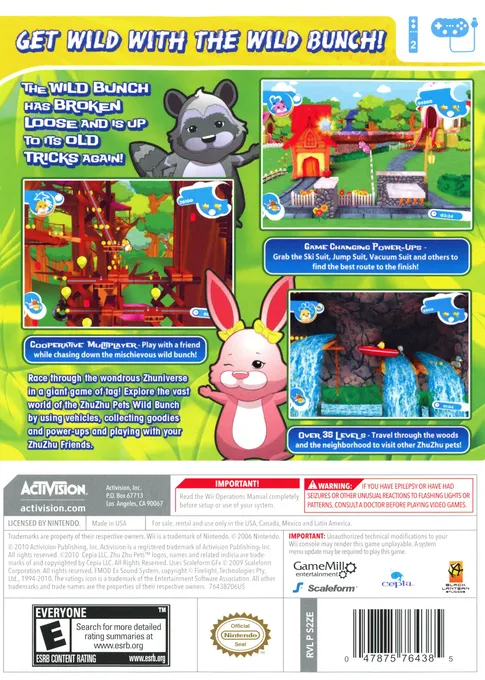 Zhu Zhu Pets: Featuring the Wild Bunch box back