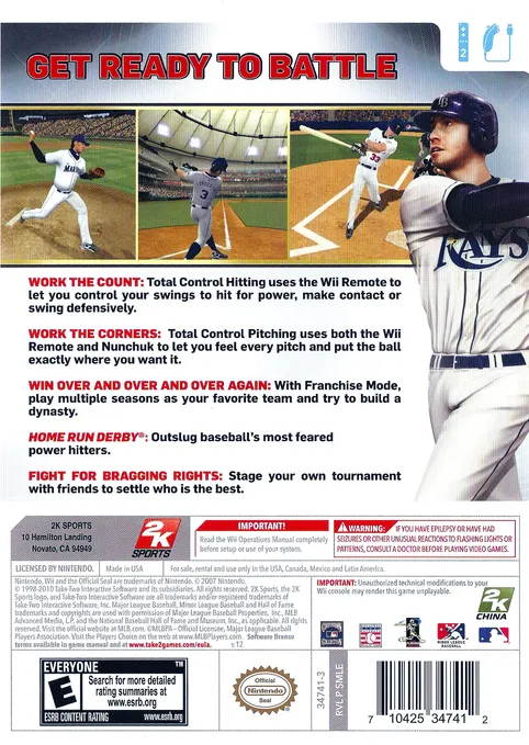 Major League Baseball 2K10 box back