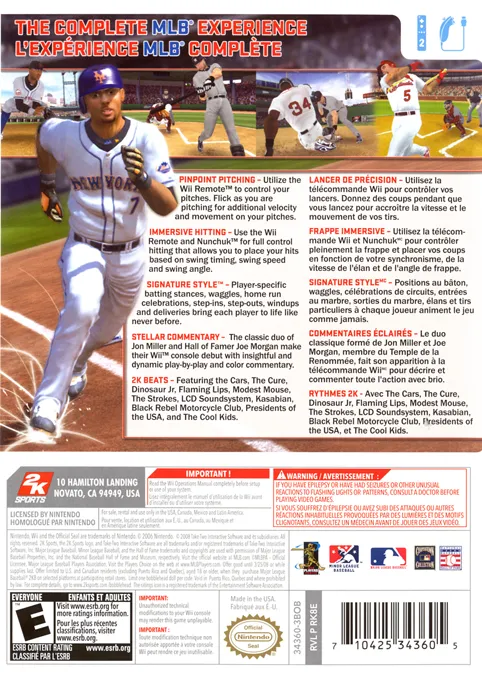 Major League Baseball 2K8 box back
