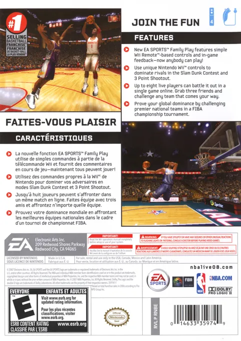 NBA Live 08 box back
