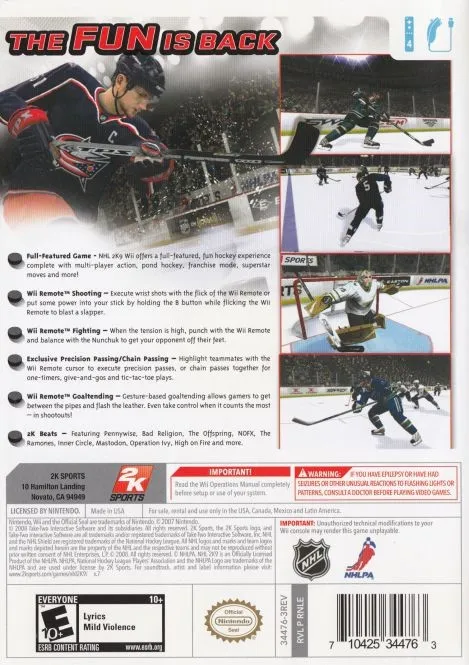 NHL 2K9 box back