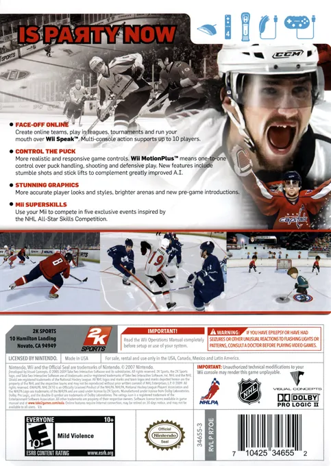 NHL 2K10 box back