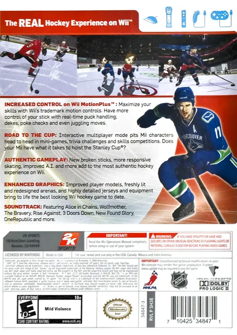 NHL 2K11 box back