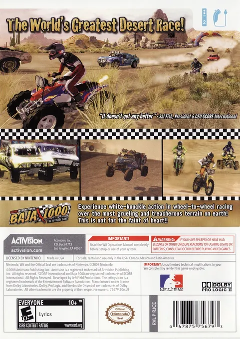 SCORE International Baja 1000 box back