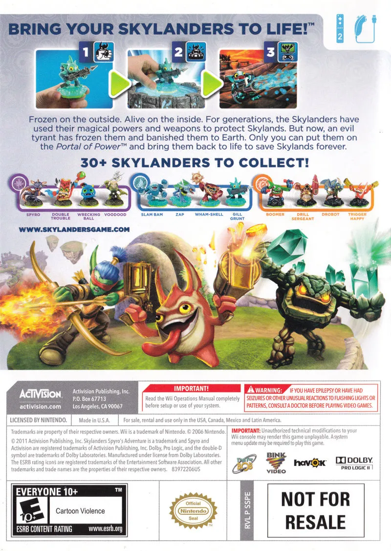 Skylanders: Spyro's Adventure box back