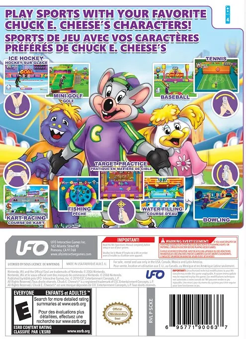 Chuck E. Cheese's Sports Games box back