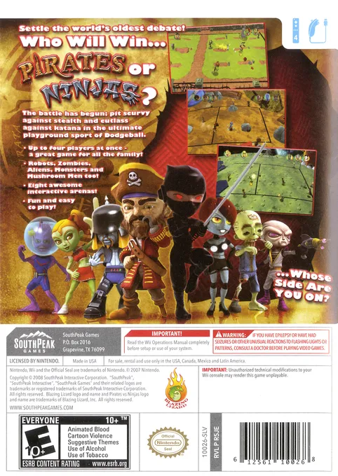 Pirates vs Ninjas Dodgeball box back