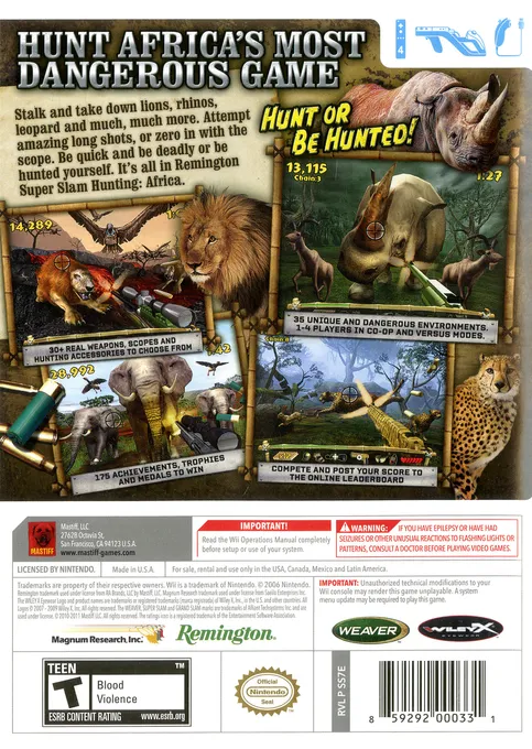 Remington Super Slam Hunting: Africa box back
