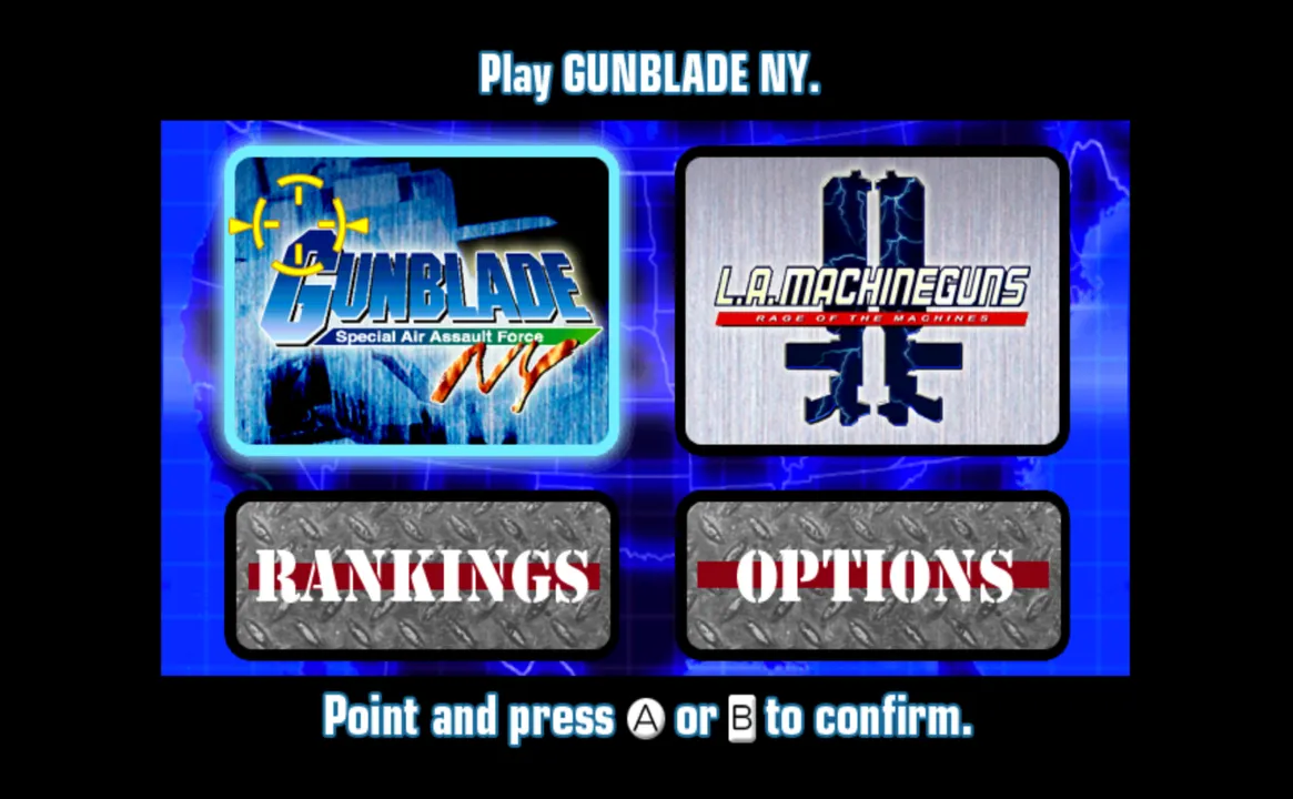Backdrop artwork for Gunblade NY & L.A. Machineguns: Arcade Hits Pack