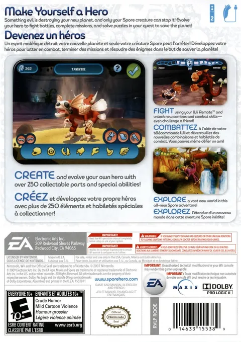 Spore Hero box back