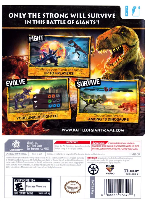 Battle of Giants: Dinosaurs Strike box back