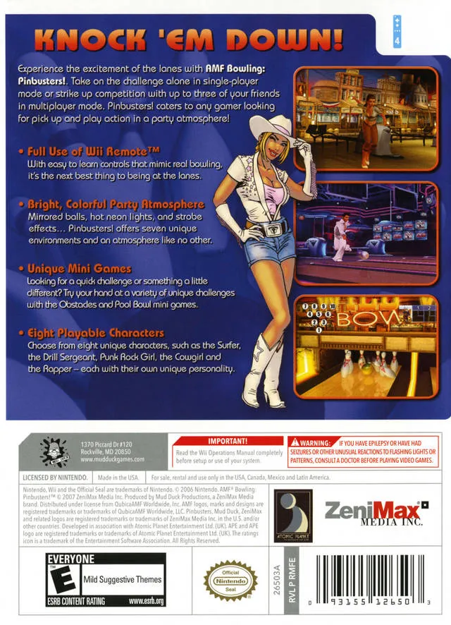 AMF Bowling: Pinbusters! box back
